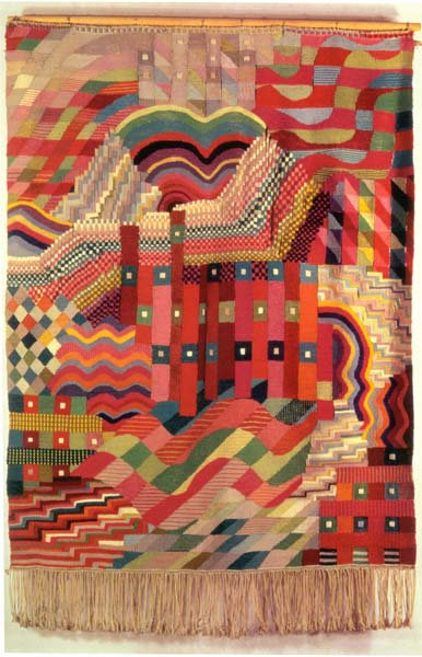 Gunta Stölzl, Schlitzgobelin Rot-Grün, 1927-1928. Foto: Jennifer Mei, Wikimedia, CC BY 2.0